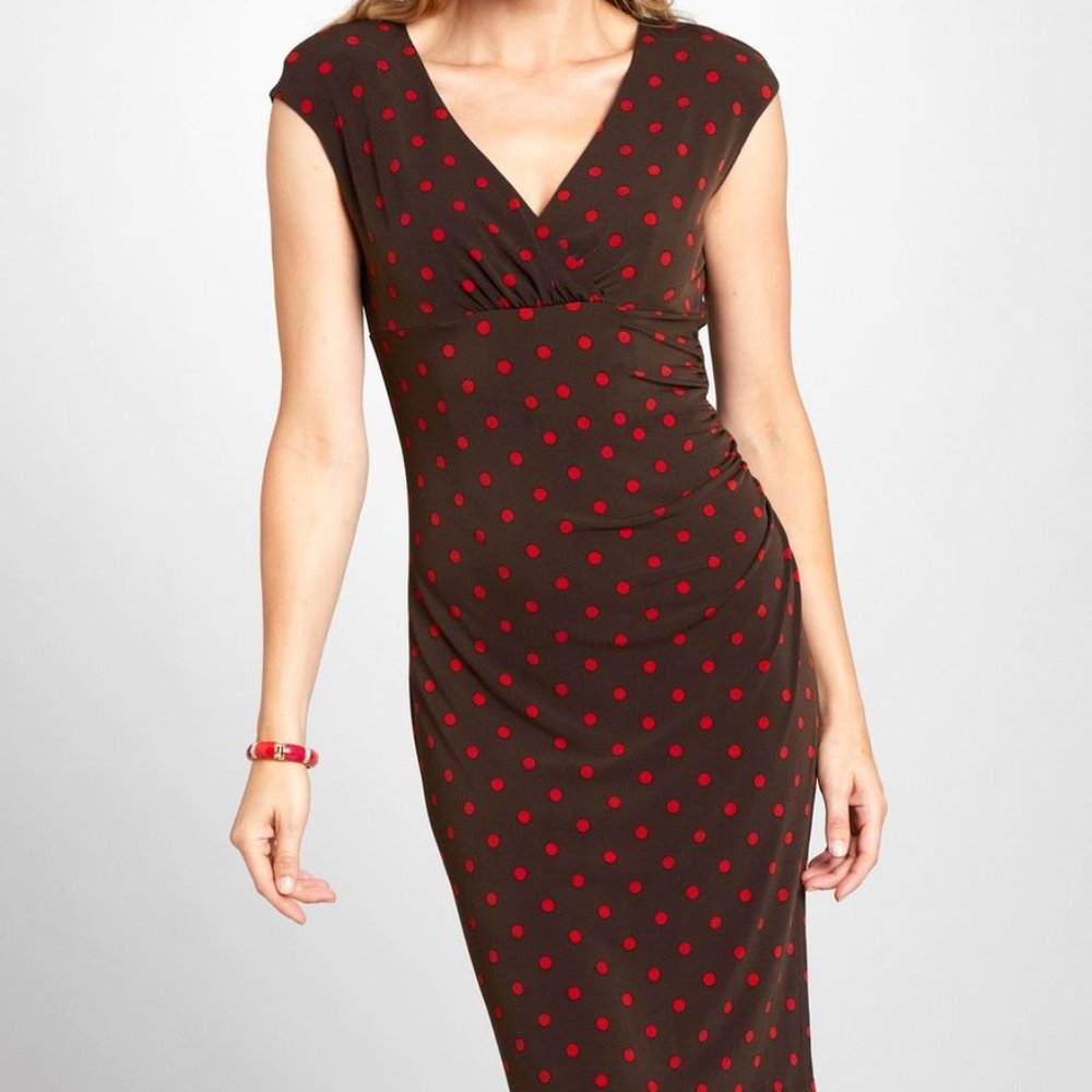 Premise Polka Dot Shirred Dress